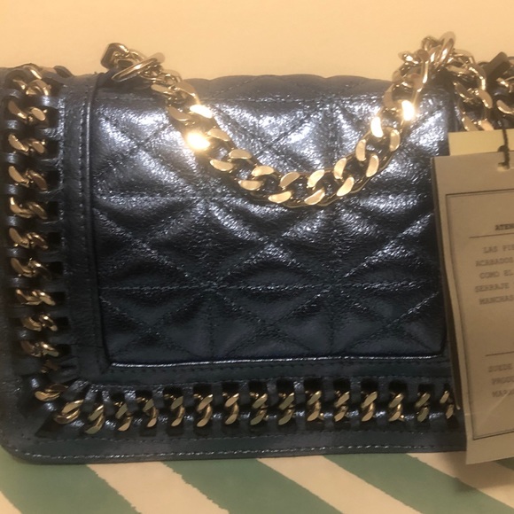Zara metallic blue quilted crossbody bag - Picture 7 of 8